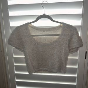 Cotton Candy LA Cream Fuzzy Crop Top